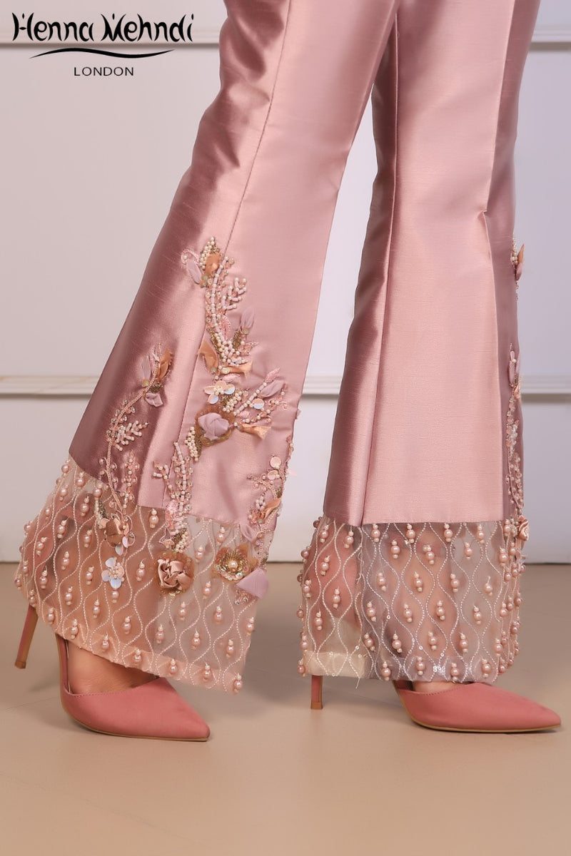 Lilac Embroidered & 3D Embellished Trousers – Henna Mehndi